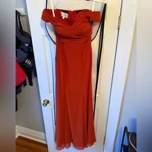 Elegant Off-Shoulder Red Evening Dress